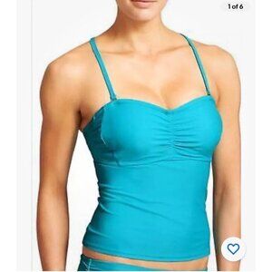 Athleta Belharra Bandeau Tankini Top Light Blue  SZ‎ 38 B/C Swimsuit